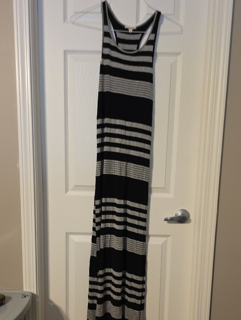 Rolla Coster Black and Gray Striped Sleeveless Maxi Dress